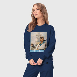 Костюм хлопковый женский Слава Нашим Морякам, цвет: тёмно-синий — фото 2