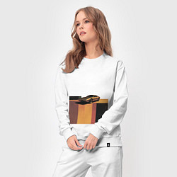 Костюм хлопковый женский Ретрофутуризм спорткар поп-арт 1970-е, цвет: белый — фото 2