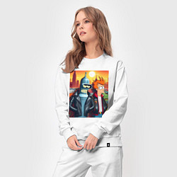 Костюм хлопковый женский Фрай и Бендер жители Нью-Йорка, цвет: белый — фото 2