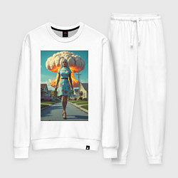 Костюм хлопковый женский Девушка в костюме монашки уходит от взрыва, цвет: белый