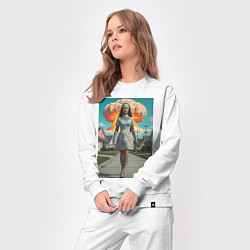 Костюм хлопковый женский Девушка в костюме монашки уходит от взрыва, цвет: белый — фото 2