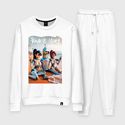 Костюм хлопковый женский Бендер с двумя подругами на летнем пляже, цвет: белый