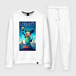 Костюм хлопковый женский Статуя свободы - Мики Маус, цвет: белый