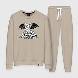 Костюм хлопковый женский Демонический корги, цвет: миндальный