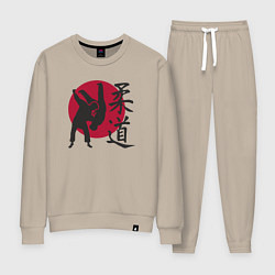 Костюм хлопковый женский Бойцы дзюдо, цвет: миндальный