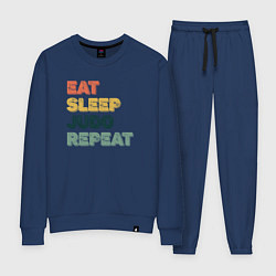 Костюм хлопковый женский Eat sleep judo repeat, цвет: тёмно-синий