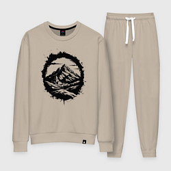 Костюм хлопковый женский Гора и храм в круге, цвет: миндальный