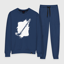 Костюм хлопковый женский Хоккейная клюшка в квадрате, цвет: тёмно-синий