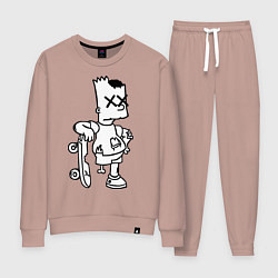 Костюм хлопковый женский Bart Simpsons Zombie, цвет: пыльно-розовый