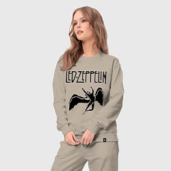 Костюм хлопковый женский Led Zeppelin, цвет: миндальный — фото 2