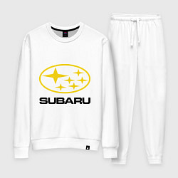 Костюм хлопковый женский Subaru Logo, цвет: белый