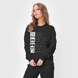 Костюм хлопковый женский Repeat, цвет: черный — фото 2