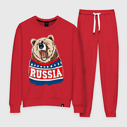 Костюм хлопковый женский Made in Russia: медведь, цвет: красный