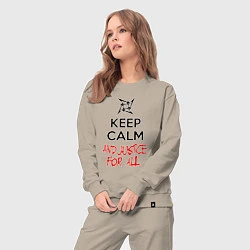 Костюм хлопковый женский Keep Calm & Justice For All, цвет: миндальный — фото 2