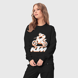 Костюм хлопковый женский KTM белый, цвет: черный — фото 2