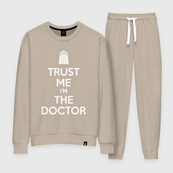 Костюм хлопковый женский Trust me Im the doctor, цвет: миндальный