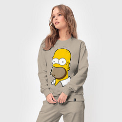 Костюм хлопковый женский Sad Homer, цвет: миндальный — фото 2