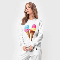 Костюм хлопковый женский Мороженое, цвет: белый — фото 2