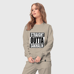 Костюм хлопковый женский Straight Outta Sakhalin, цвет: миндальный — фото 2