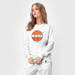 Костюм хлопковый женский Doge: To the moon, цвет: белый — фото 2