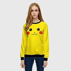 Свитшот женский Happy Pikachu, цвет: 3D-черный — фото 2