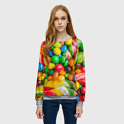 Свитшот женский Сладкие конфетки, цвет: 3D-меланж — фото 2