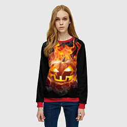 Свитшот женский Огненная стихия хэллоуин, цвет: 3D-красный — фото 2