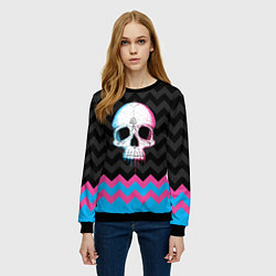Свитшот женский Colored Skull, цвет: 3D-черный — фото 2