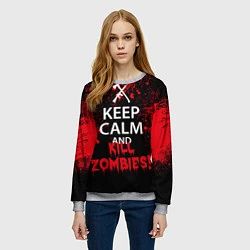 Свитшот женский Keep Calm & Kill Zombies, цвет: 3D-меланж — фото 2