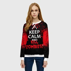 Свитшот женский Keep Calm & Kill Zombies, цвет: 3D-белый — фото 2