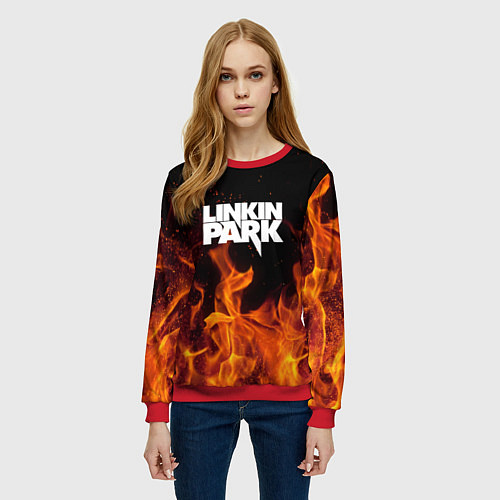 Женский свитшот Linkin Park: Hell Flame / 3D-Красный – фото 3