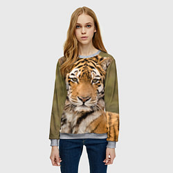Свитшот женский Милый тигр, цвет: 3D-меланж — фото 2