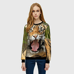 Свитшот женский Удивленный тигр, цвет: 3D-черный — фото 2