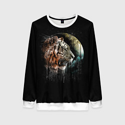 Свитшот женский Космический тигр, цвет: 3D-белый