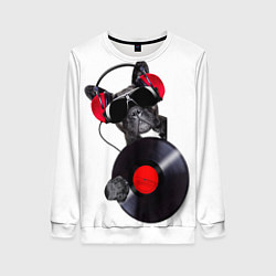 Свитшот женский DJ бульдог, цвет: 3D-белый