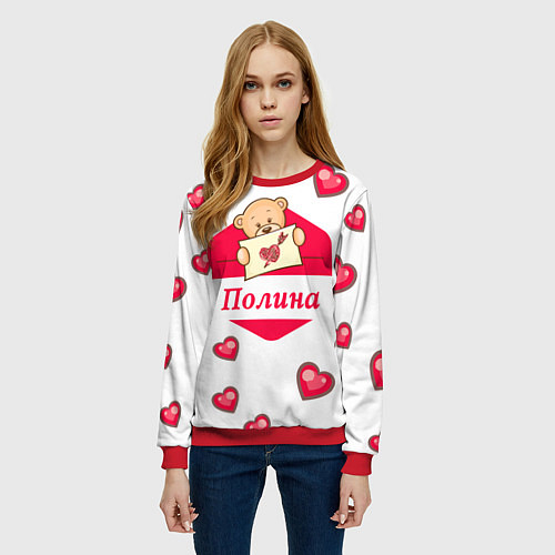Женский свитшот Влюбленная Полина / 3D-Красный – фото 3