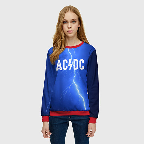 Женский свитшот AC/DC: Lightning / 3D-Красный – фото 3