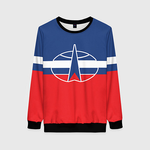 Женский свитшот Флаг космический войск РФ / 3D-Черный – фото 1