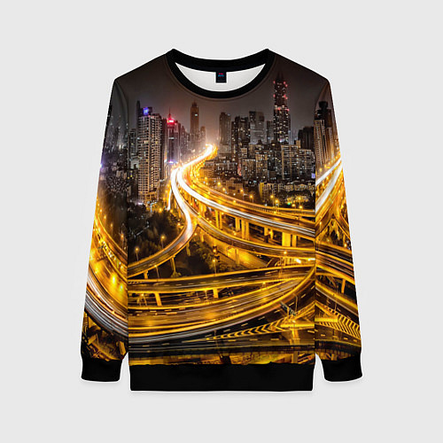 Женский свитшот Шанхай - авторазвязка / 3D-Черный – фото 1