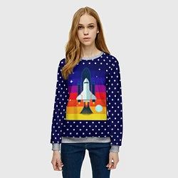 Свитшот женский Запуск ракеты, цвет: 3D-меланж — фото 2