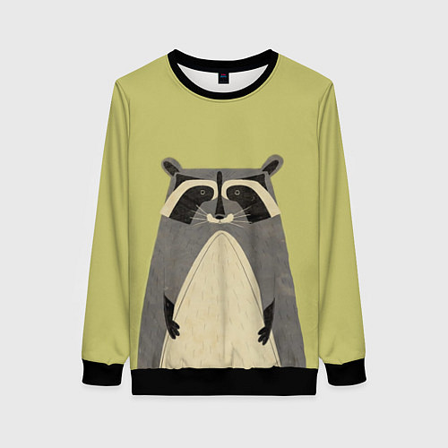 Женский свитшот Дедушка енот / 3D-Черный – фото 1