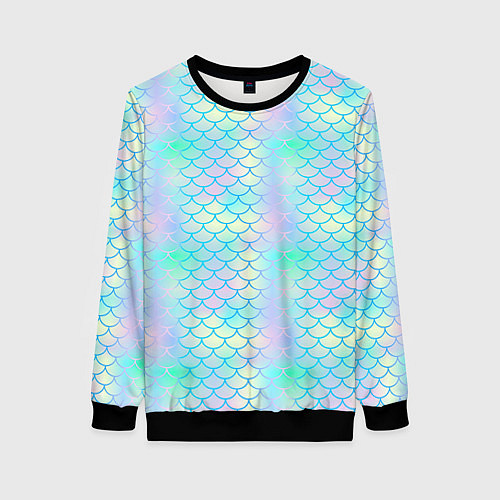 Женский свитшот Голубая чешуя / 3D-Черный – фото 1