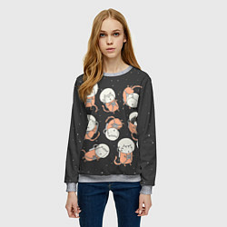 Свитшот женский Космические котики, цвет: 3D-меланж — фото 2
