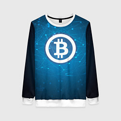 Свитшот женский Bitcoin Blue, цвет: 3D-белый