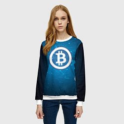 Свитшот женский Bitcoin Blue, цвет: 3D-белый — фото 2