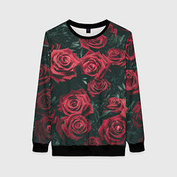 Свитшот женский Бархатные розы, цвет: 3D-черный