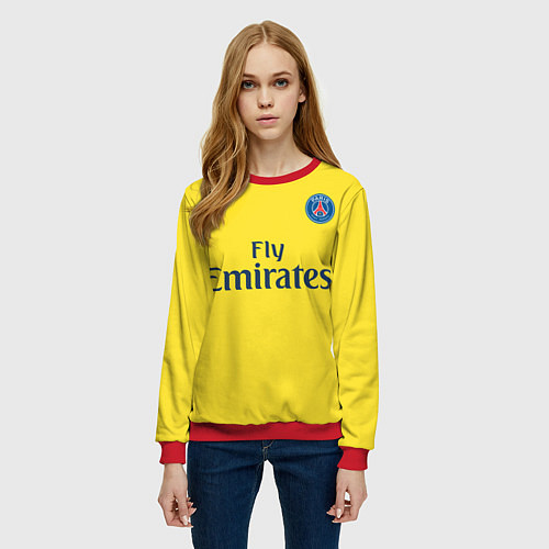 Женский свитшот PSG FC: Yellow / 3D-Красный – фото 3