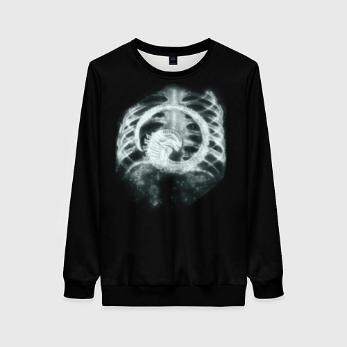Женский свитшот Чужой в желудке / 3D-Черный – фото 1