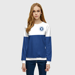 Свитшот женский Chelsea FC: Light Blue, цвет: 3D-белый — фото 2