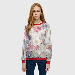 Свитшот женский Букет из роз, цвет: 3D-красный — фото 2